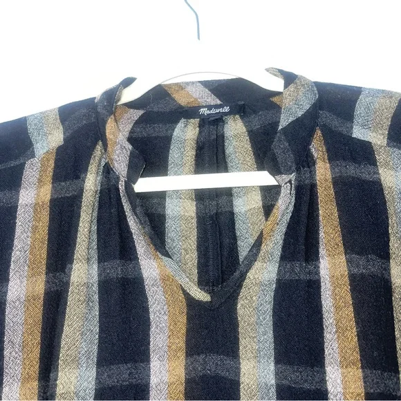 Madewell Highroad Popover Shirt in Lessing Plaid black with an white size M - Picture 4 of 14